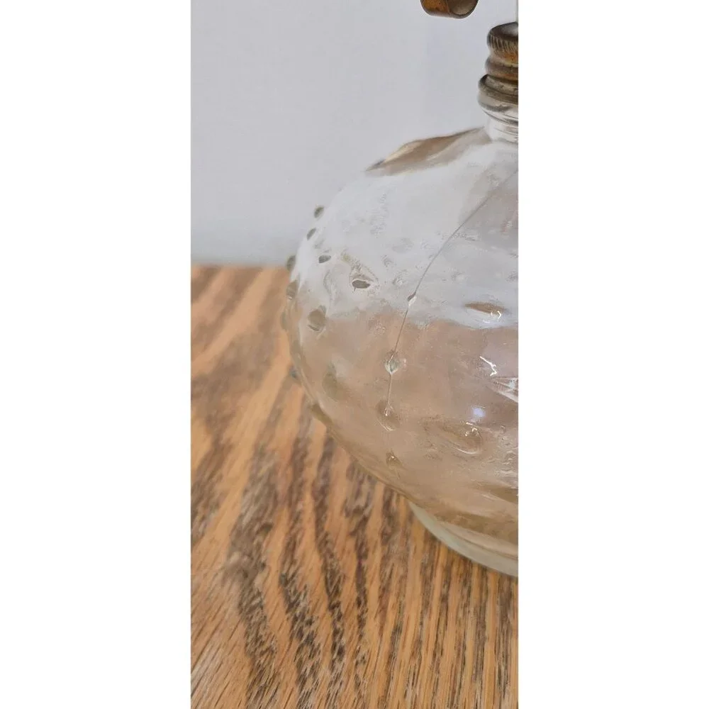 Vintage Hobnail Glass Oil Lamp Lamplight Farms Brass Burner Farmhouse Decor - Picture 5 of 9